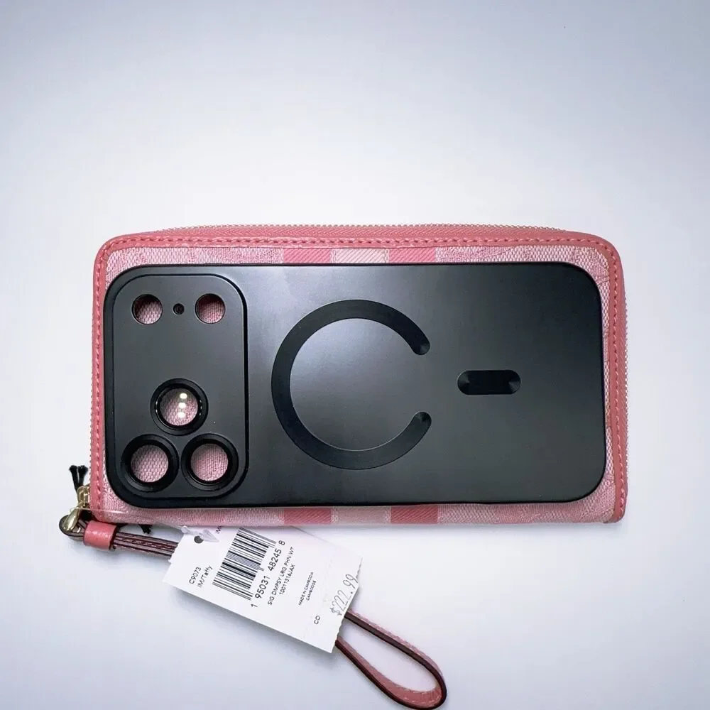 Coach C9073 Dempsey Large Phone Wallet Signature Jacquard Stripe And Patch Taffy - Picture 4 of 9